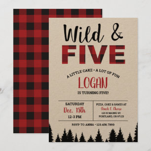 Plaid 5e anniversaire Invitation Wild & Five