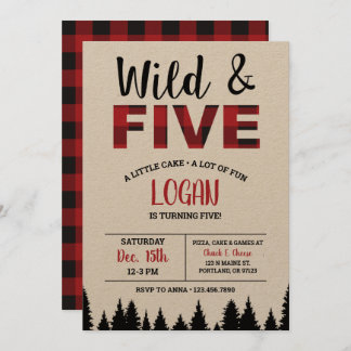 Plaid 5e anniversaire Invitation Wild & Five