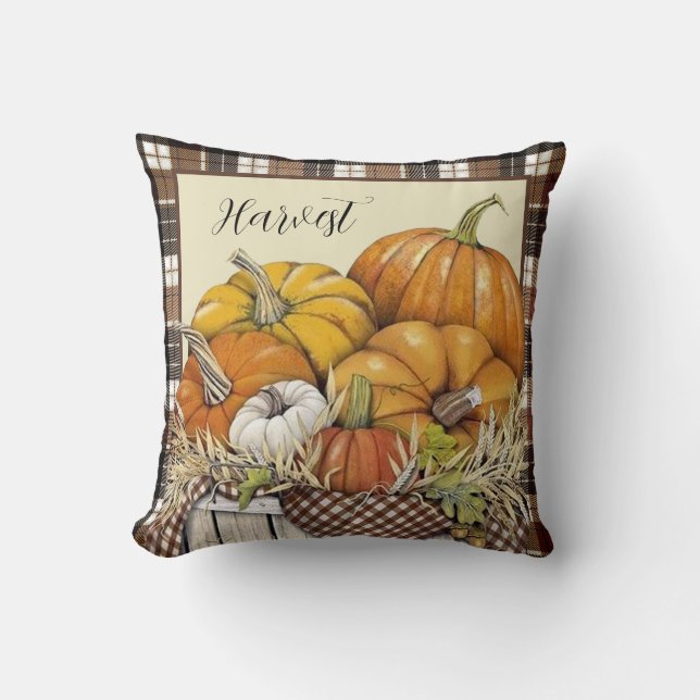 plaid automnal et coussin jeté de citrouilles (Recto)