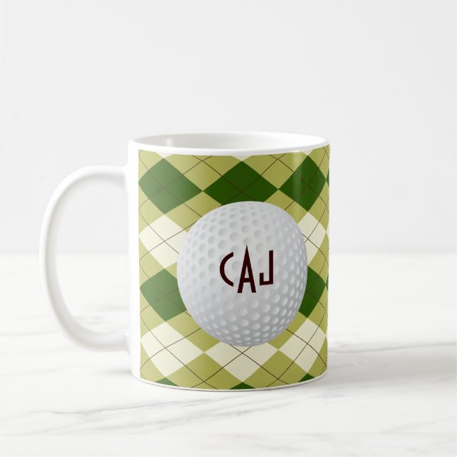 Plaid avec la boule de golf, tasse de café (Gauche)