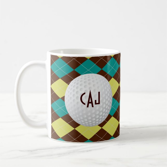 Plaid avec la boule de golf, tasse de café (Gauche)