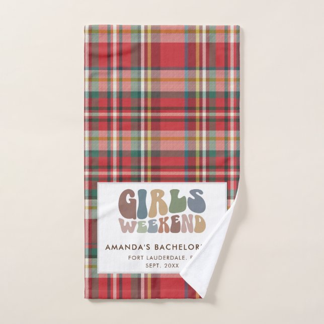Plaid Bachelorrette Girls Weekend Party Rustic (Serviette à main)