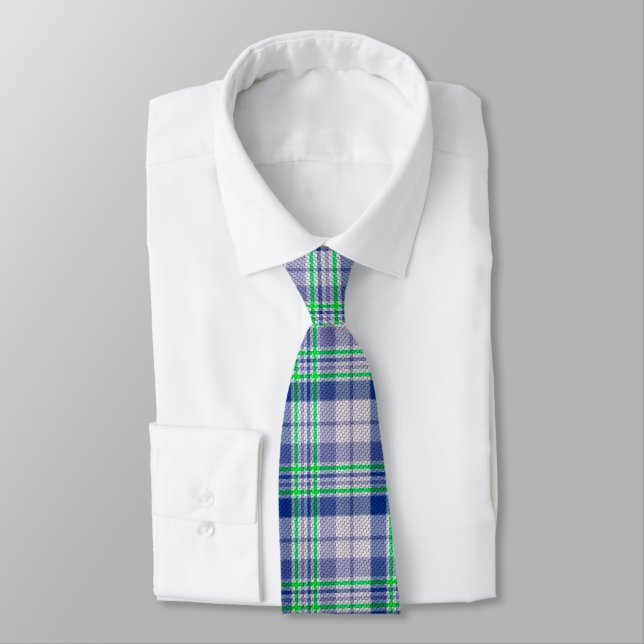 Plaid Bleu Avec Cravate Verte (Attaché)