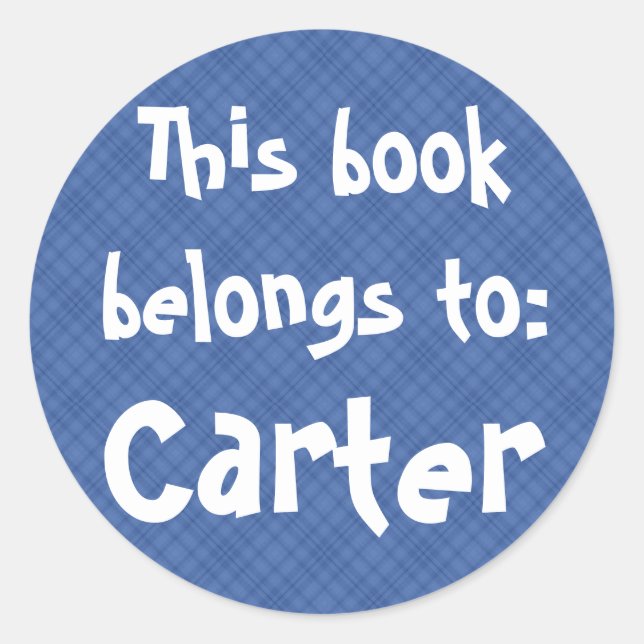 Plaid Bleu "Ce Livre Appartient À" Étiquette (Devant)
