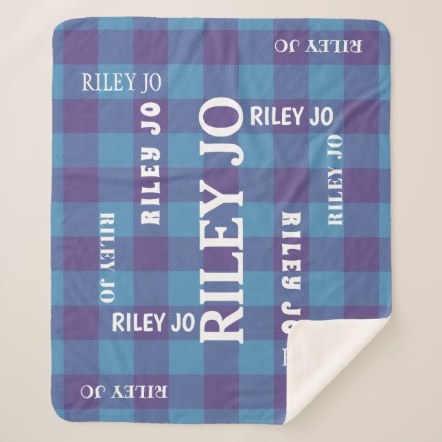 Plaid Blue Purple Motif Rustic Nom Collage (Devant)