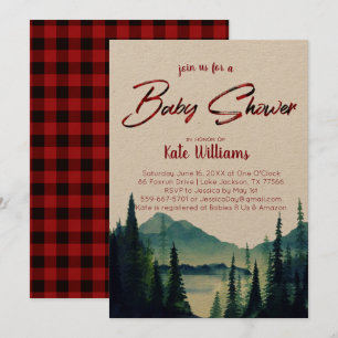 Plaid Buffalo   Invitation Baby shower de montagne