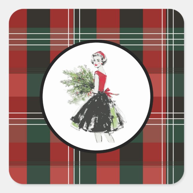 Plaid Christmas Sticker (Devant)