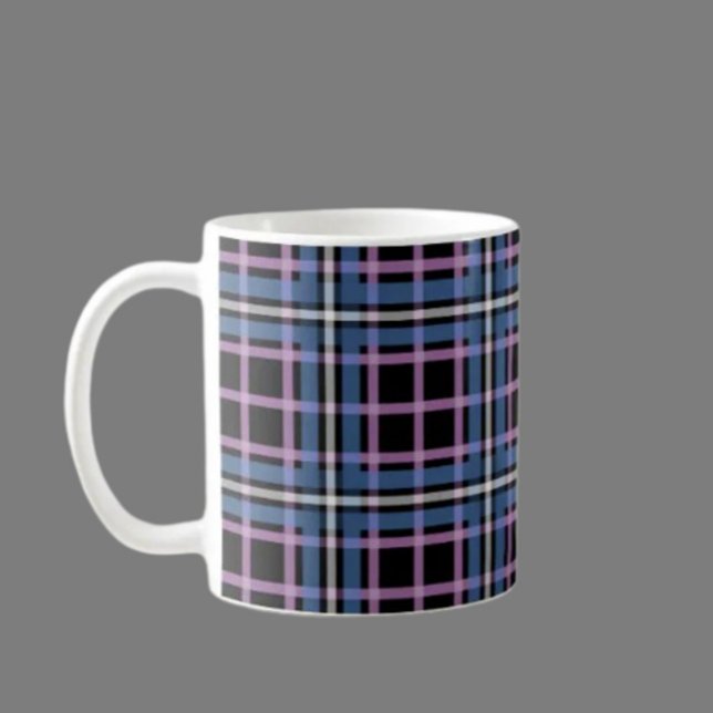 Plaid Classic Mug – Blue & Lavender Checkered (Créateur téléchargé)