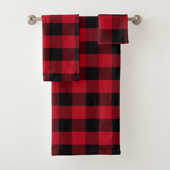 Plaid classique de buffle noir et rouge (En situation)