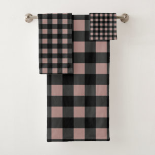 Plaid de Buffalo rétro en noir et rose
