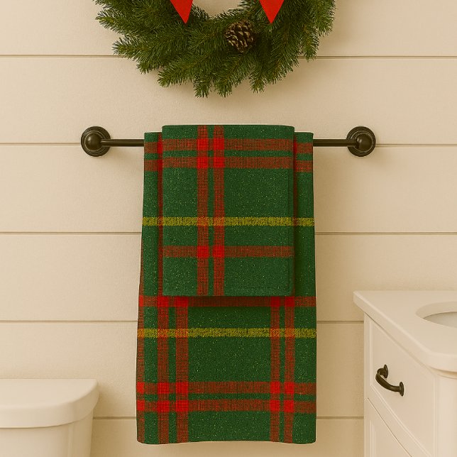 Plaid de Noël à paillettes rouge, vert et or  (Classic Christmas tartan with touch of gold sparkle  )