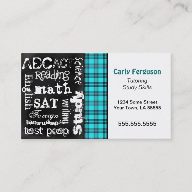 Plaid de turquoise, carte de visite grunge de (Devant)