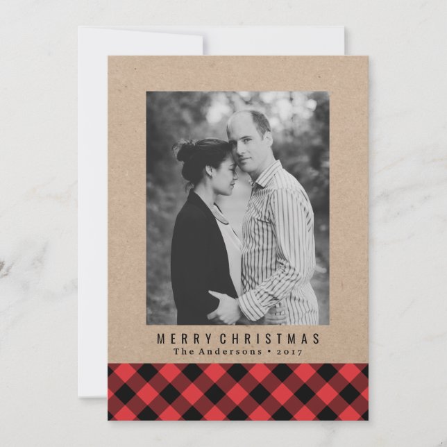 Plaid d'Hiver Rustique | Carte de Photo de Vacance (Devant)