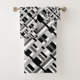 Plaid en diagonale noire, blanche et grise