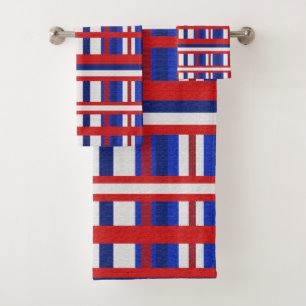 Plaid en rouge, blanc et bleu