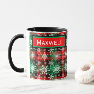 Plaid Et Snowflakes Noël Motif 1 Mug