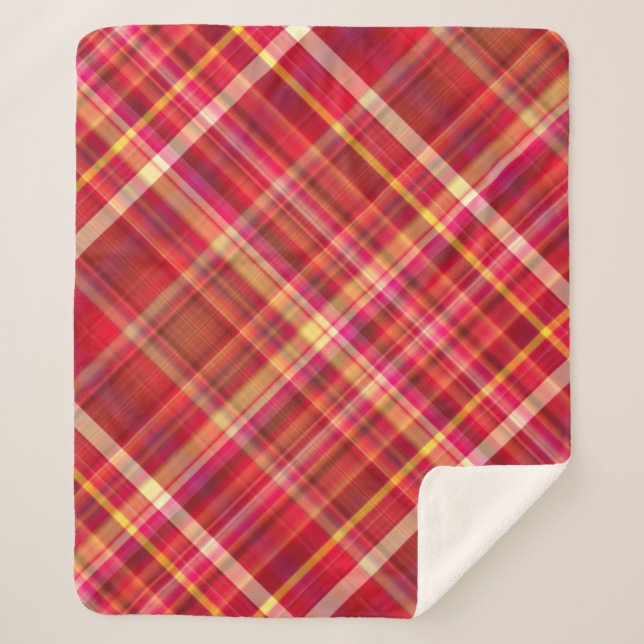 Plaid Feuille rouge, jaune et rose (Devant)