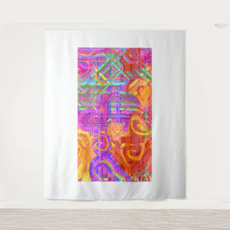 Plaid Glitch Néon | Tapisserie Murale Abstraite