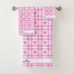 Plaid Modern Pink Heart Collection
