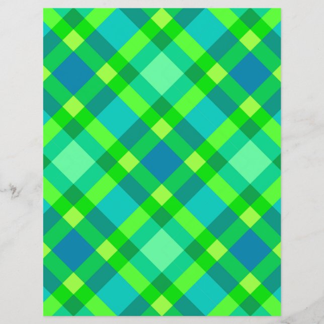 Plaid Moderne Milieu du Siècle, Vert Jade & Turquo (Devant)