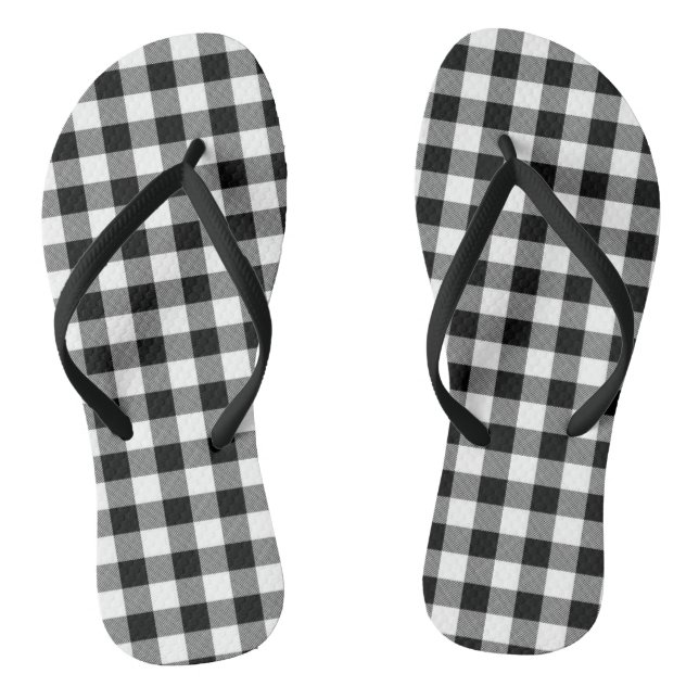 Plaid - Noir Blanc - Emo - Paire de tongs (Semelle)