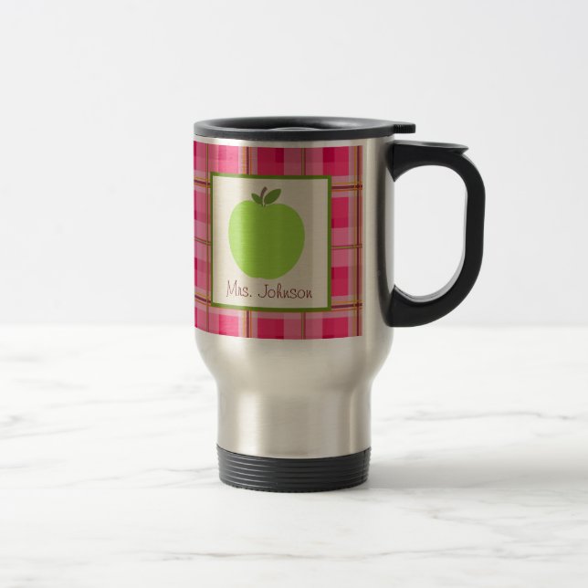 Plaid rose d'Apple de vert de tasse de professeur (Droit)