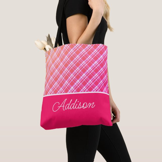 Plaid Rose Et Sac fourre-tout De Tailles (De près)