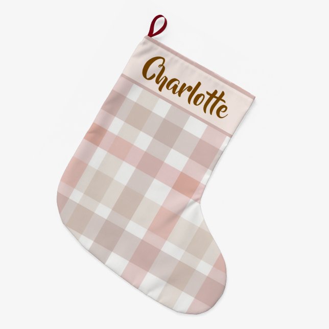 Plaid Rose Pâle de Fêtes | Chaussette de Noël (Devant (Accrochage))