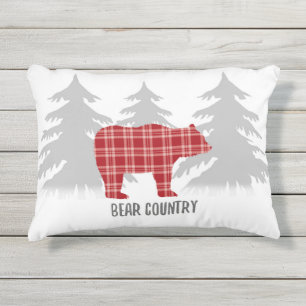 Plaid rouge et gris de coussin extérieur de pays