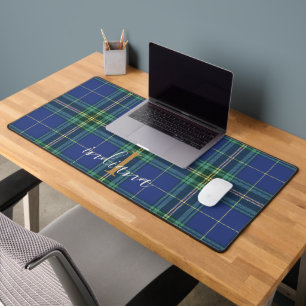 Plaid Rustique Monogramme Bleu Tartan Classique