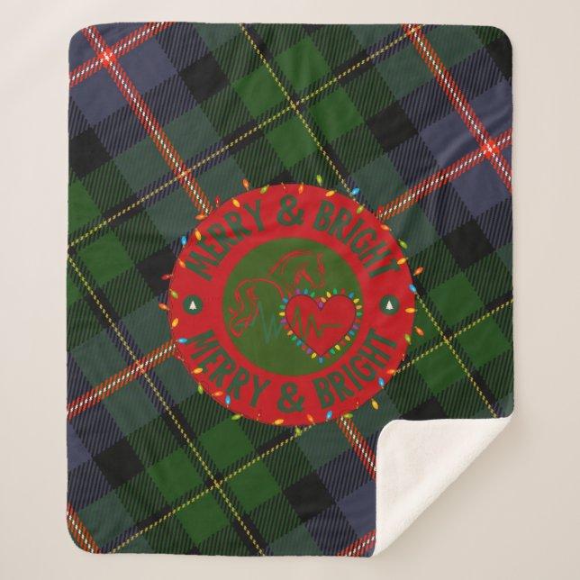 Plaid Sherpa Blanket Merry & Bright (Devant)