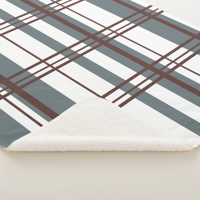 Plaid Traditionnel Gris Fumée, Bourgogne Profond,  (3/4)