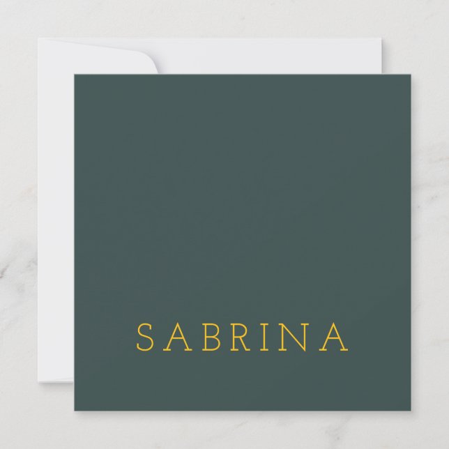 Plain Modern Minimalist Own Name Dusty Green Card (Devant)