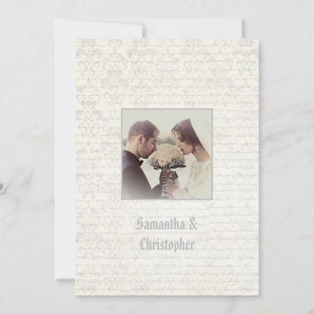 Plain parchment wedding photo invitation (Dos)