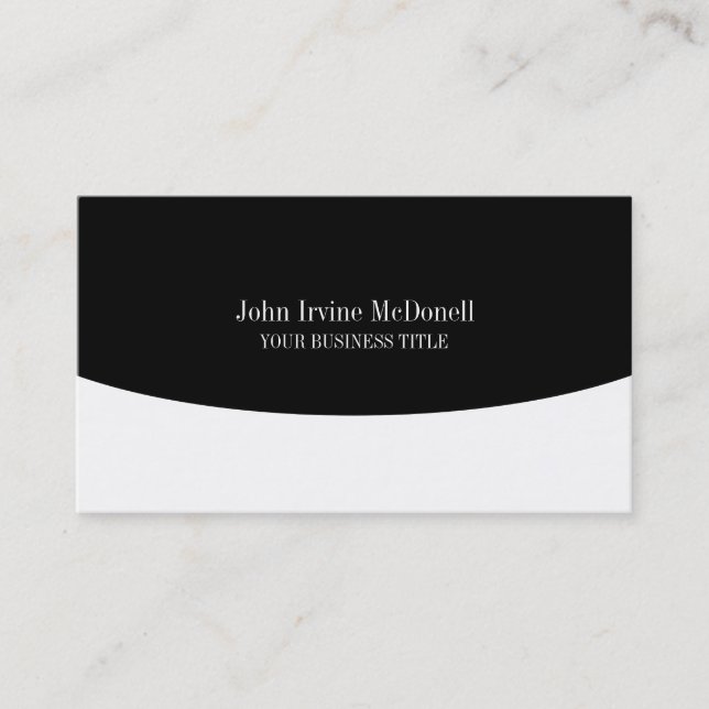 Plaine et carte de visite noir et blanc simple (Devant)