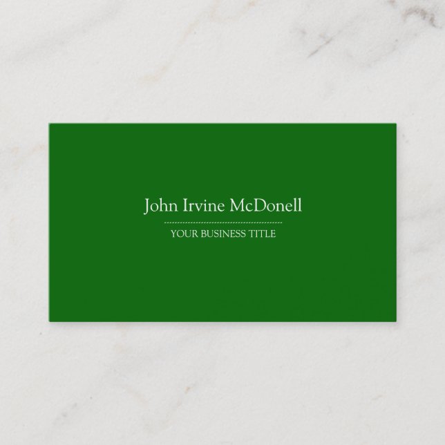 Plaine et carte de visite vert simple (Devant)