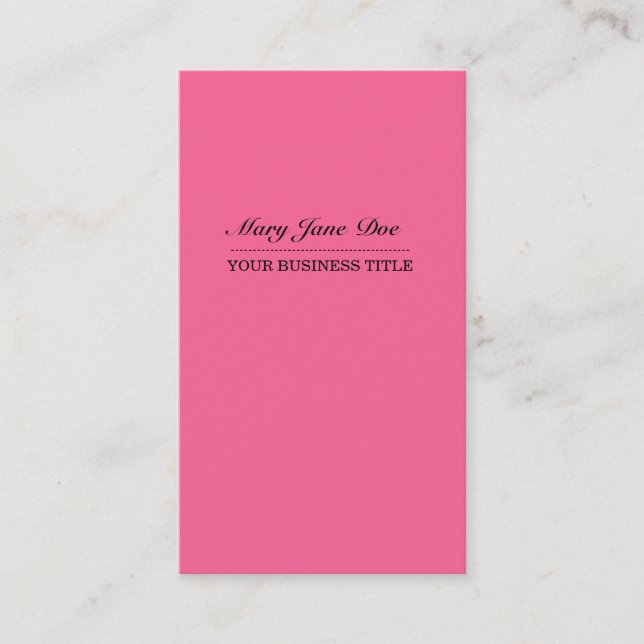 Plaine et carte de visite vertical rose simple (Devant)