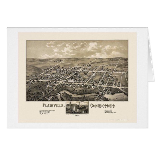 Plainville, carte panoramique de CT - 1878 (Devant horizontal)