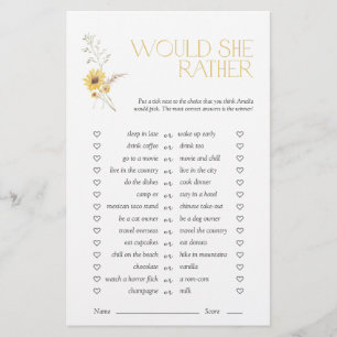 Plairait-elle Boho Sunflower Fête des mariées Jeu