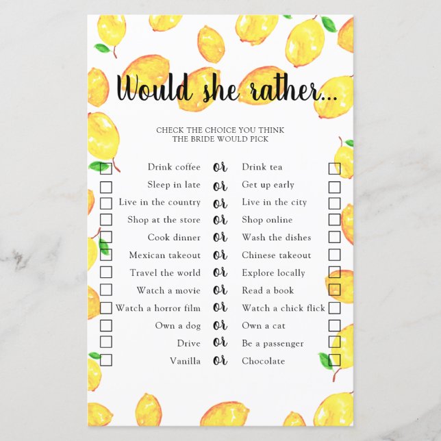 Plairait-elle Fête des mariées Game Lemon (Devant)