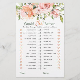 Plairait-elle Floral Folial Fête des mariées Jeu