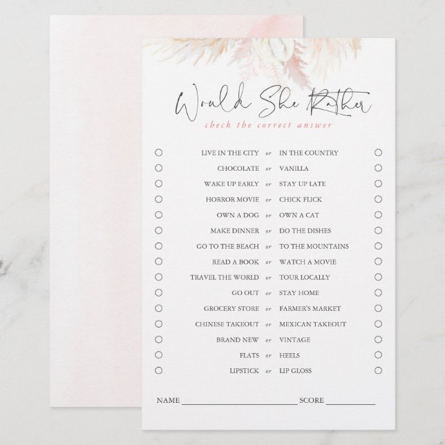 Plairait-Elle Pampas Grass Bride Jeu (Devant / Derrière)