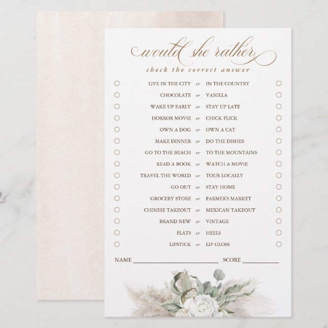 Plairait-Elle Pampas Grass Bride Jeu (Devant / Derrière)