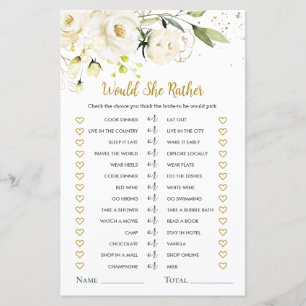 Plairait-elle White Roses Fête des mariées Jeu