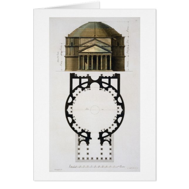 Plan au sol et façade du Panthéon, Rome, de (Devant)