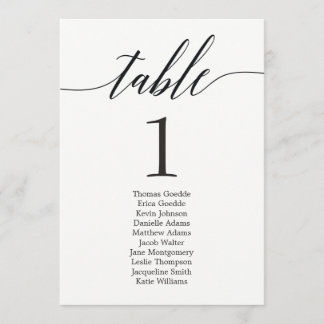 Plan d'assise Carte de table individuelle Script m