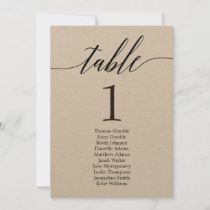 Plan d'assise Carte de table individuelle Script m