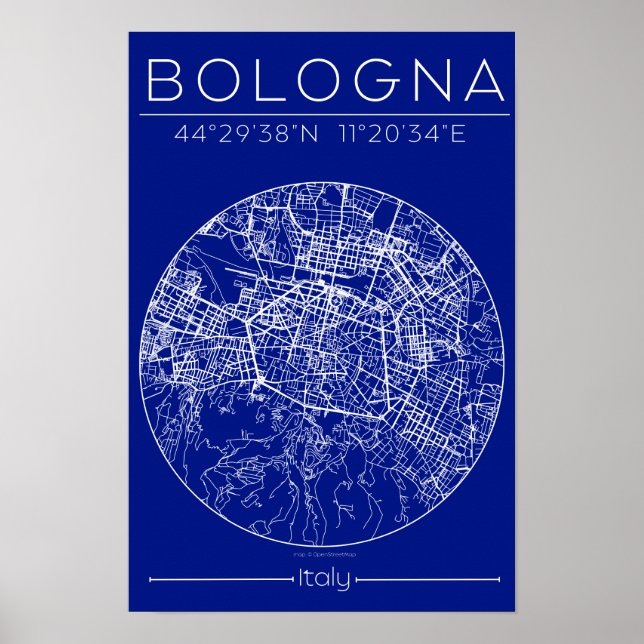 Plan de Bologne Poster Blueprint – Plan de ville c (Devant)