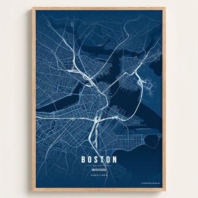 Plan de Boston Impression Bleue Massachusetts Art  (Créateur téléchargé)