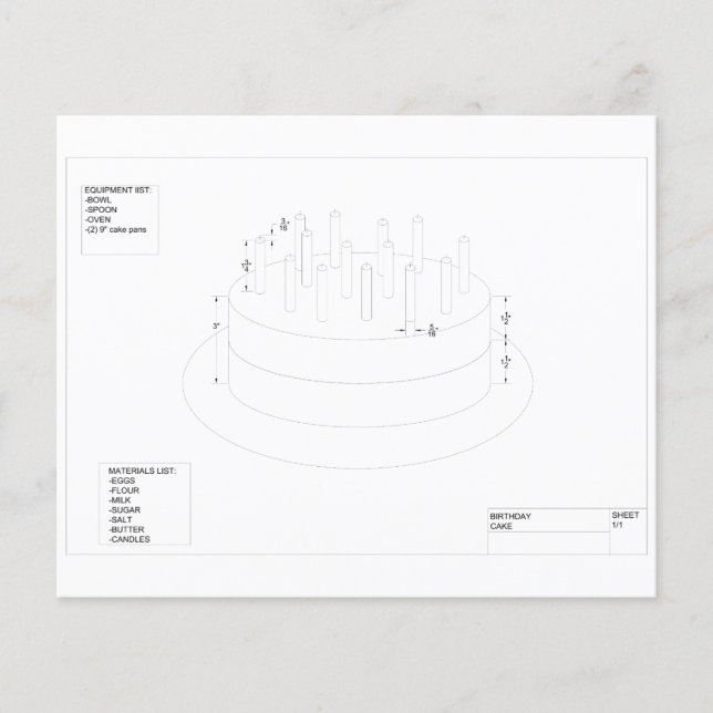 Plan de gâteau d'anniversaire à la carte de fête (Devant)